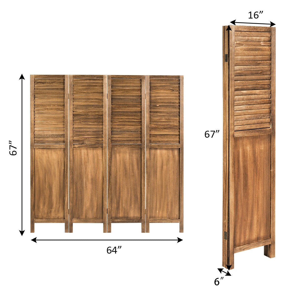 4 Panel Freestanding Folding Privacy Modern Wood Design Room Divider