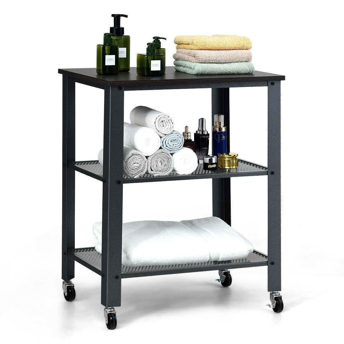 3-Tier Kitchen Utility Industrial Cart with Storage