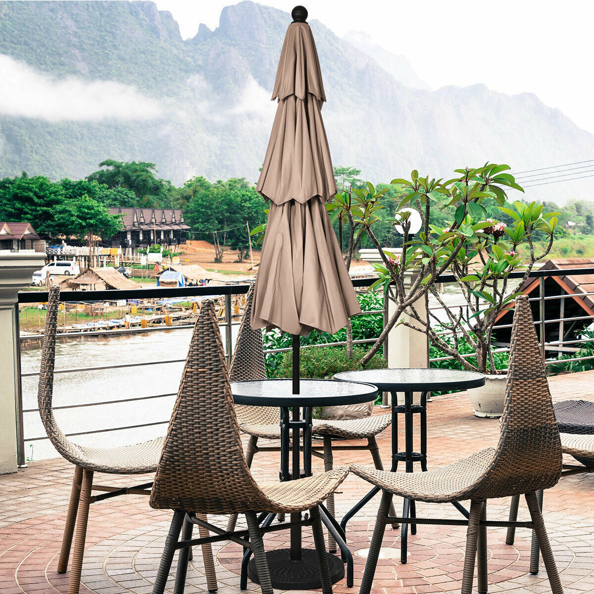 10' 3 Tier Patio Umbrella - Stylish Sunshade and Shelter