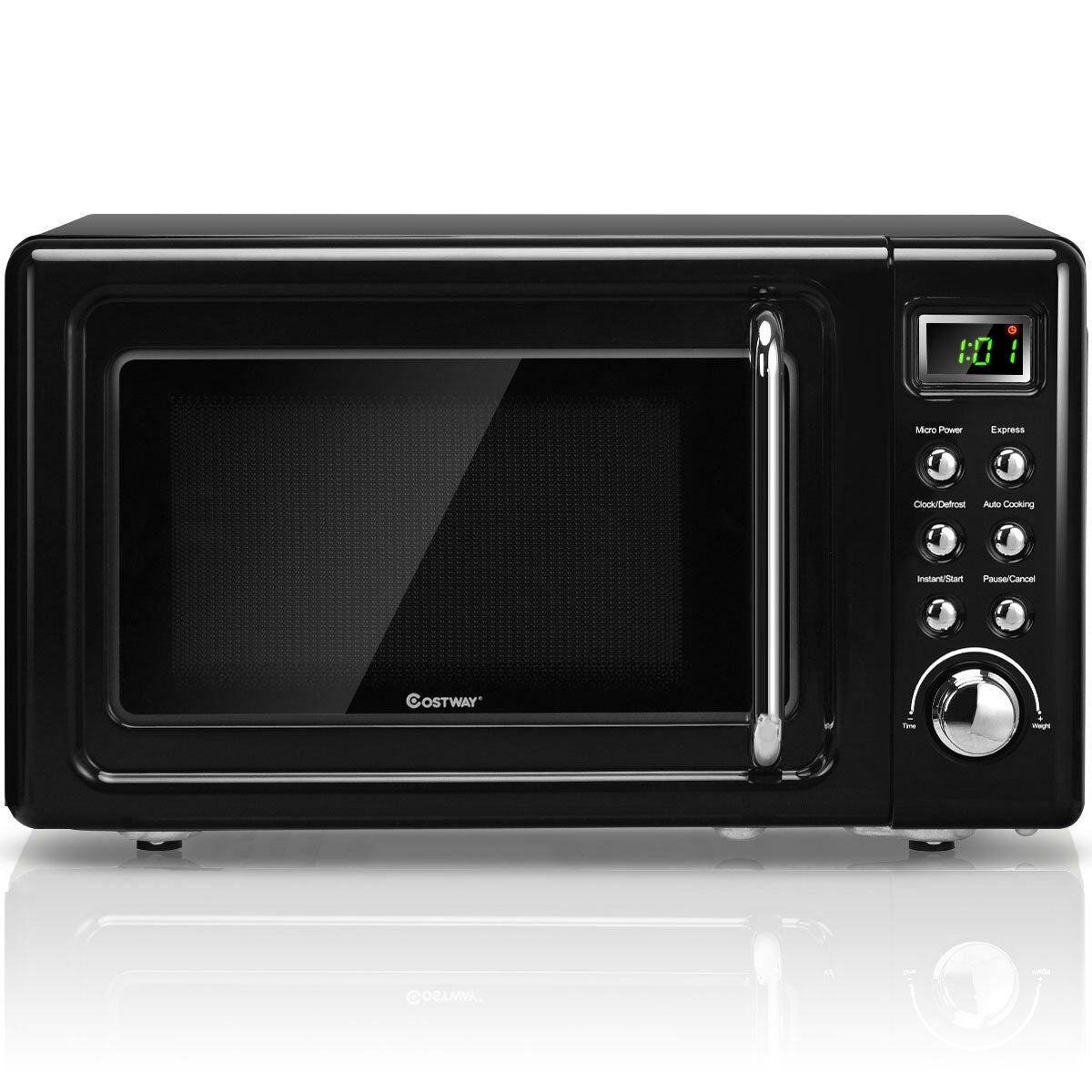 700W Glass Turntable Retro Countertop Microwave Oven