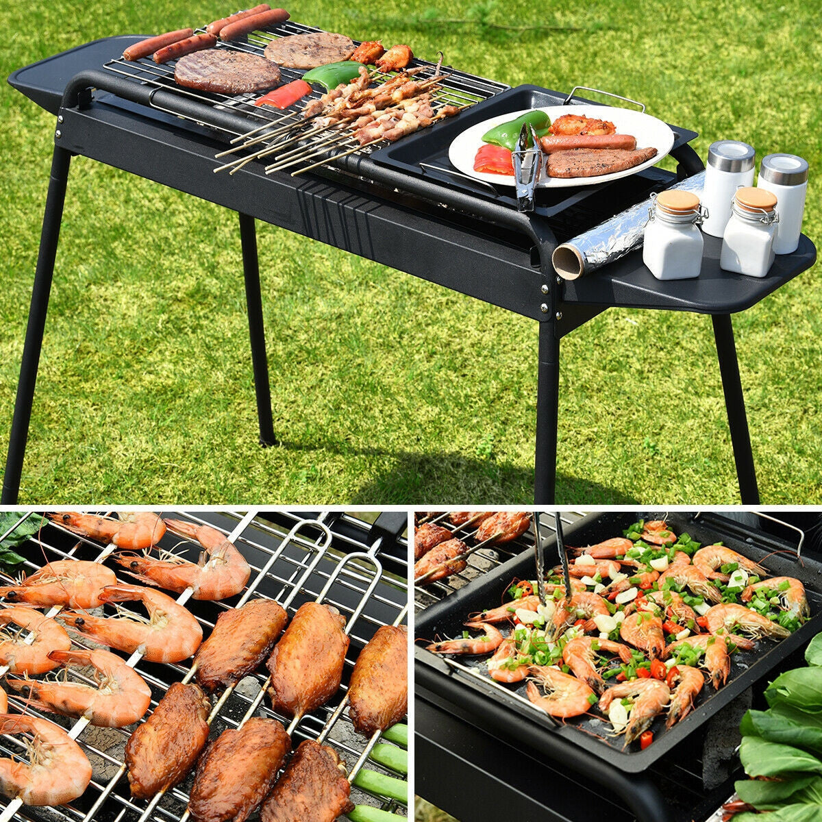 Height Adjustable Outdoor Barbecue Charcoal Grill Stove