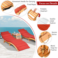 Thumbnail for 3PCS Wooden Folding Patio Lounge Chair Table Set