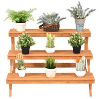 Thumbnail for 3 Tiers Wooden Step Ladder Plant Pot Rack Stand