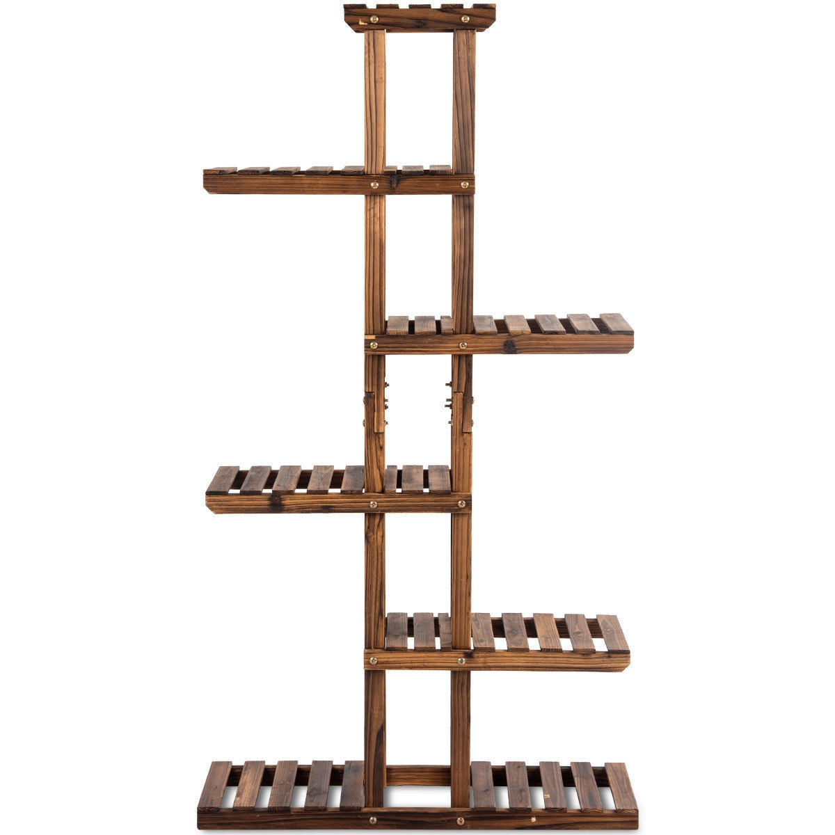 6 Tier Garden Wooden Shelf Storage Plant Rack Stand