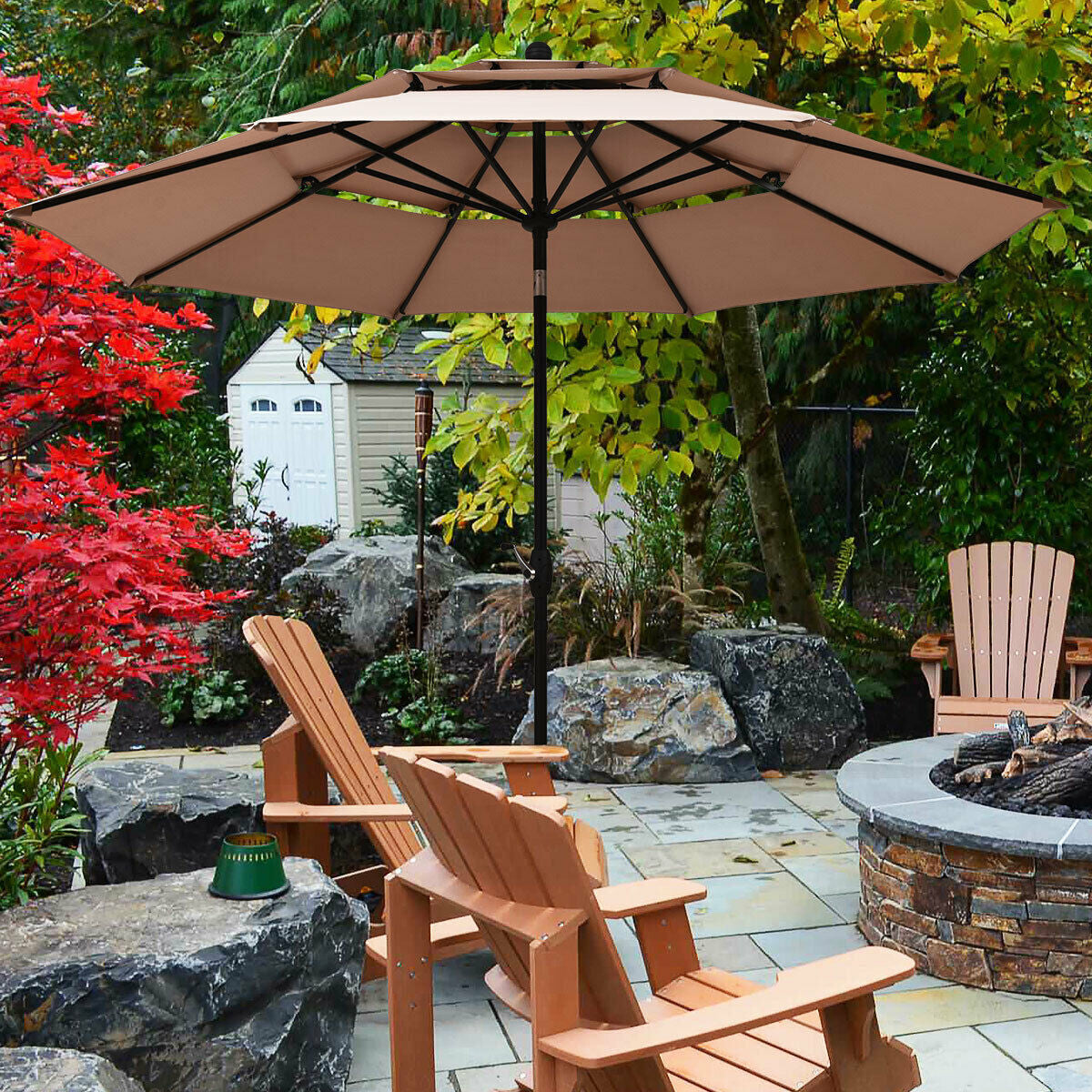 10' 3 Tier Patio Umbrella - Stylish Sunshade and Shelter