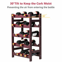 Thumbnail for Wood Wine Rack 5-Tier Bottle Display Storage Shelf Free Standing