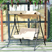 Thumbnail for Steel Frame Outdoor Loveseat Patio Canopy Swing with Cushion