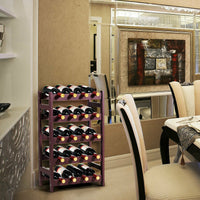Thumbnail for Wood Wine Rack 5-Tier Bottle Display Storage Shelf Free Standing