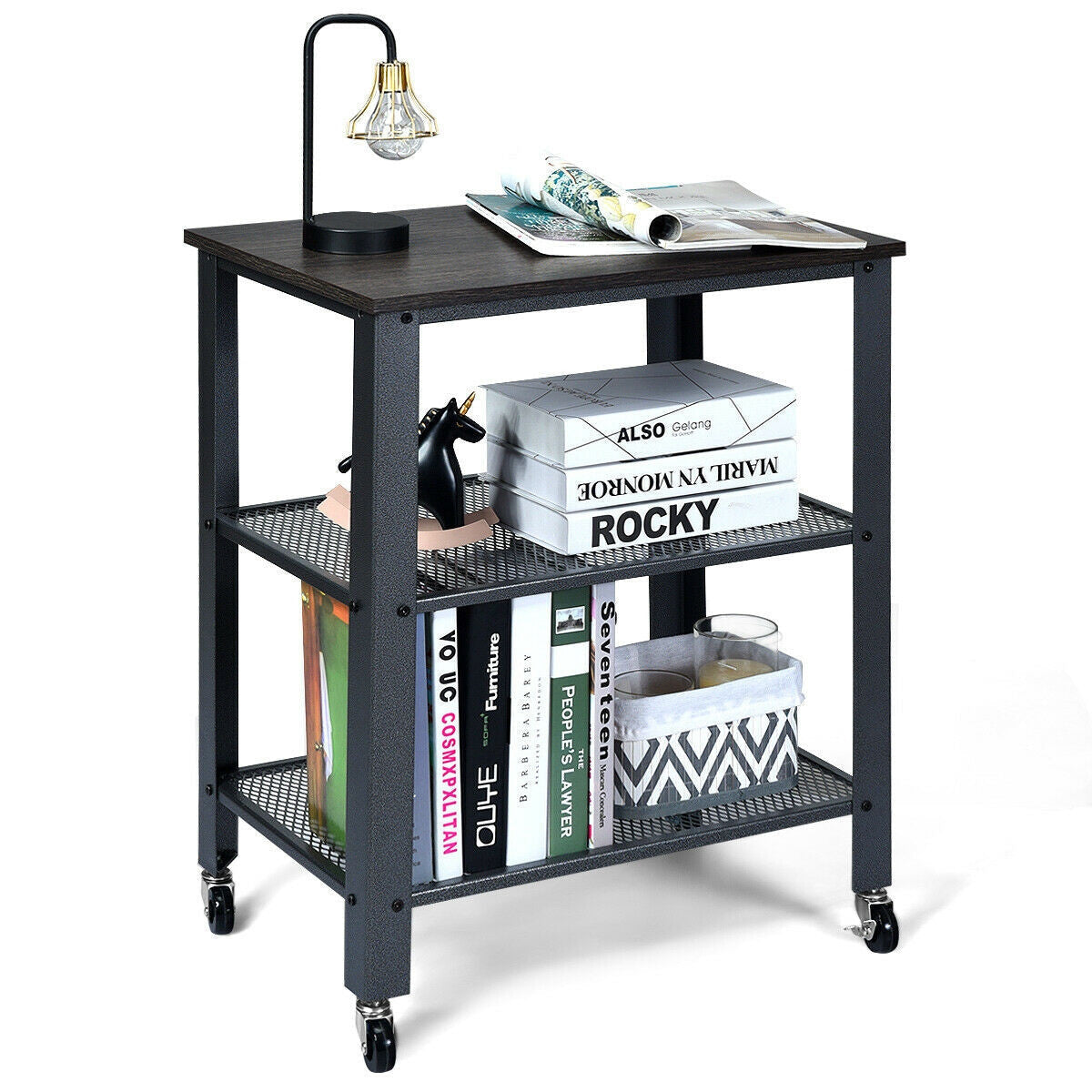 3-Tier Kitchen Utility Industrial Cart with Storage