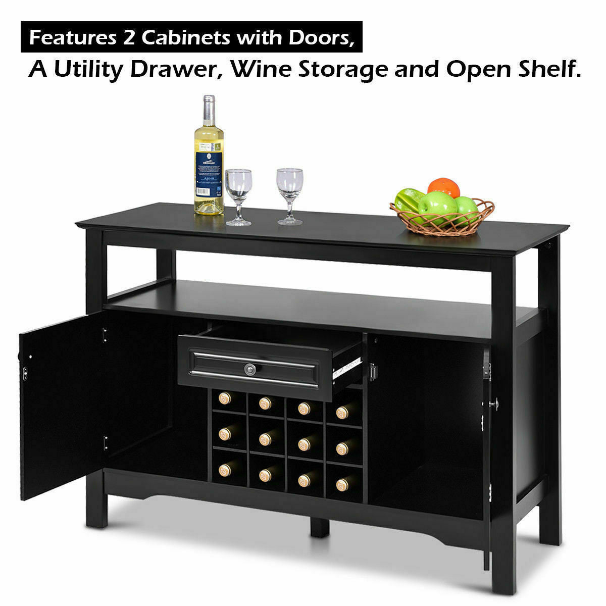 Elegant Classical Multifunctional Wooden Wine Cabinet Table