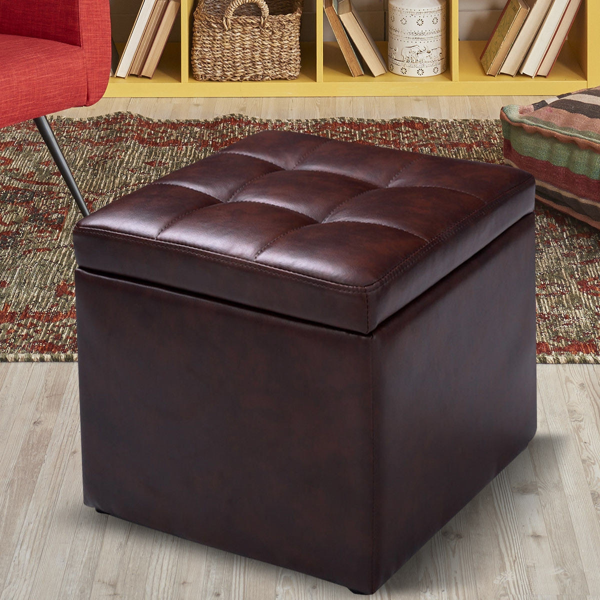 16" Ottoman Pouffe Storage Box Lounge Seat Footstools