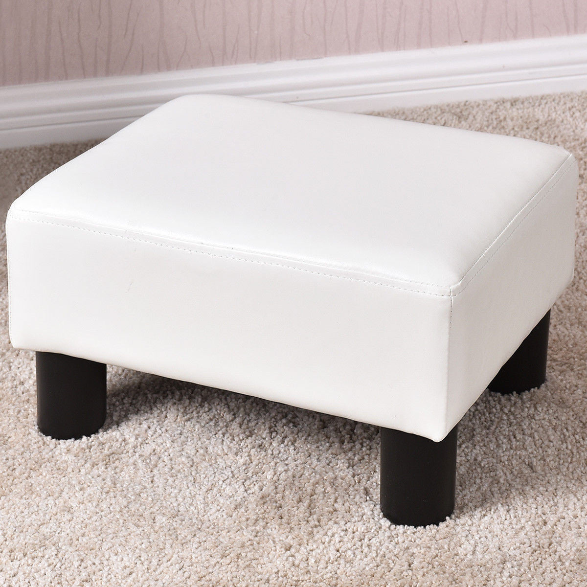 Small PU Leather Rectangular Seat Ottoman Footstool