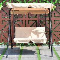 Thumbnail for Steel Frame Outdoor Loveseat Patio Canopy Swing with Cushion