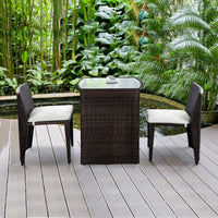 Thumbnail for 3 Pcs Wicker Patio Cushioned Outdoor Chair and Table Set