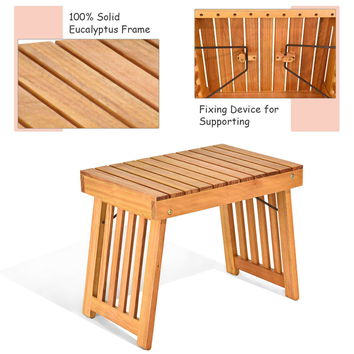 3PCS Wooden Folding Patio Lounge Chair Table Set