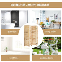 Thumbnail for 4 Panel Freestanding Folding Hinged Room Divider with 3 Display Shelves