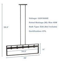 Thumbnail for 5-Lights Pendant Lamp with Iron Square Lamp Shade