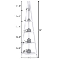 Thumbnail for 5 Tier Floor Corner Stand Ladder Shelves Bookshelf