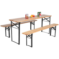 Thumbnail for 3 Pcs Folding Wooden Picnic Table Bench Set