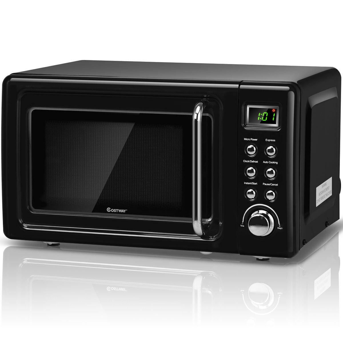 700W Glass Turntable Retro Countertop Microwave Oven