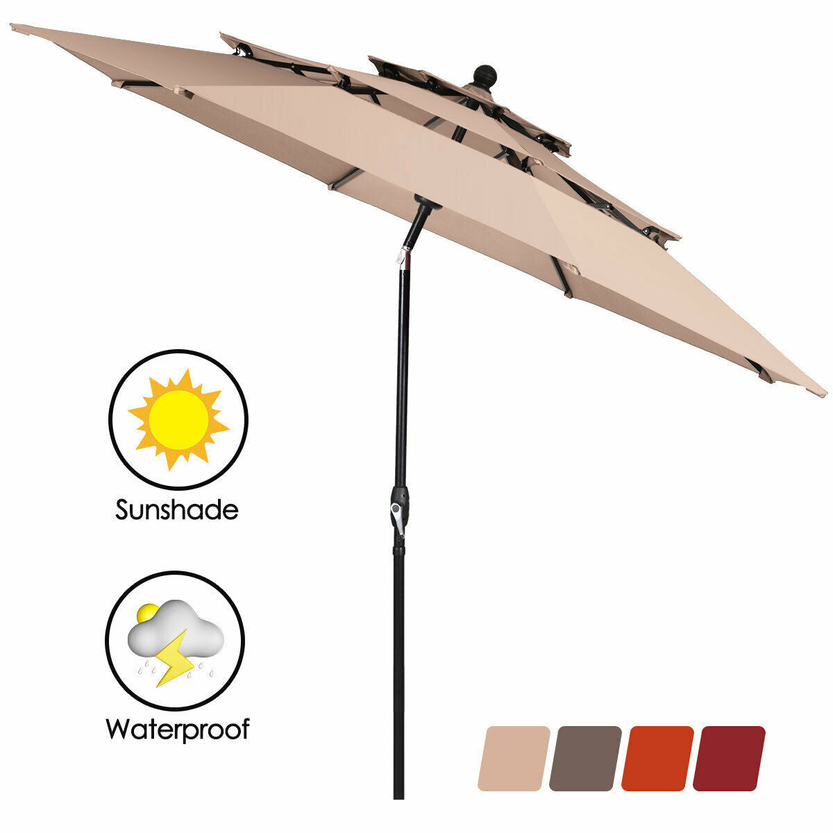 10' 3 Tier Patio Umbrella - Stylish Sunshade and Shelter