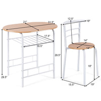 Thumbnail for 3 Pcs Home Kitchen Bistro Pub Dining Table 2 Chairs Set