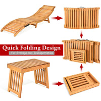 Thumbnail for 3PCS Wooden Folding Patio Lounge Chair Table Set