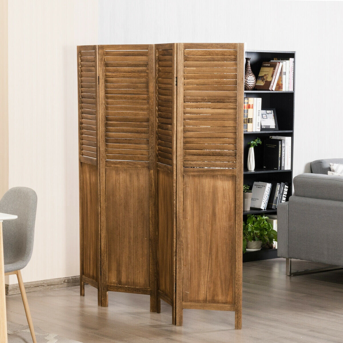 4 Panel Freestanding Folding Privacy Modern Wood Design Room Divider