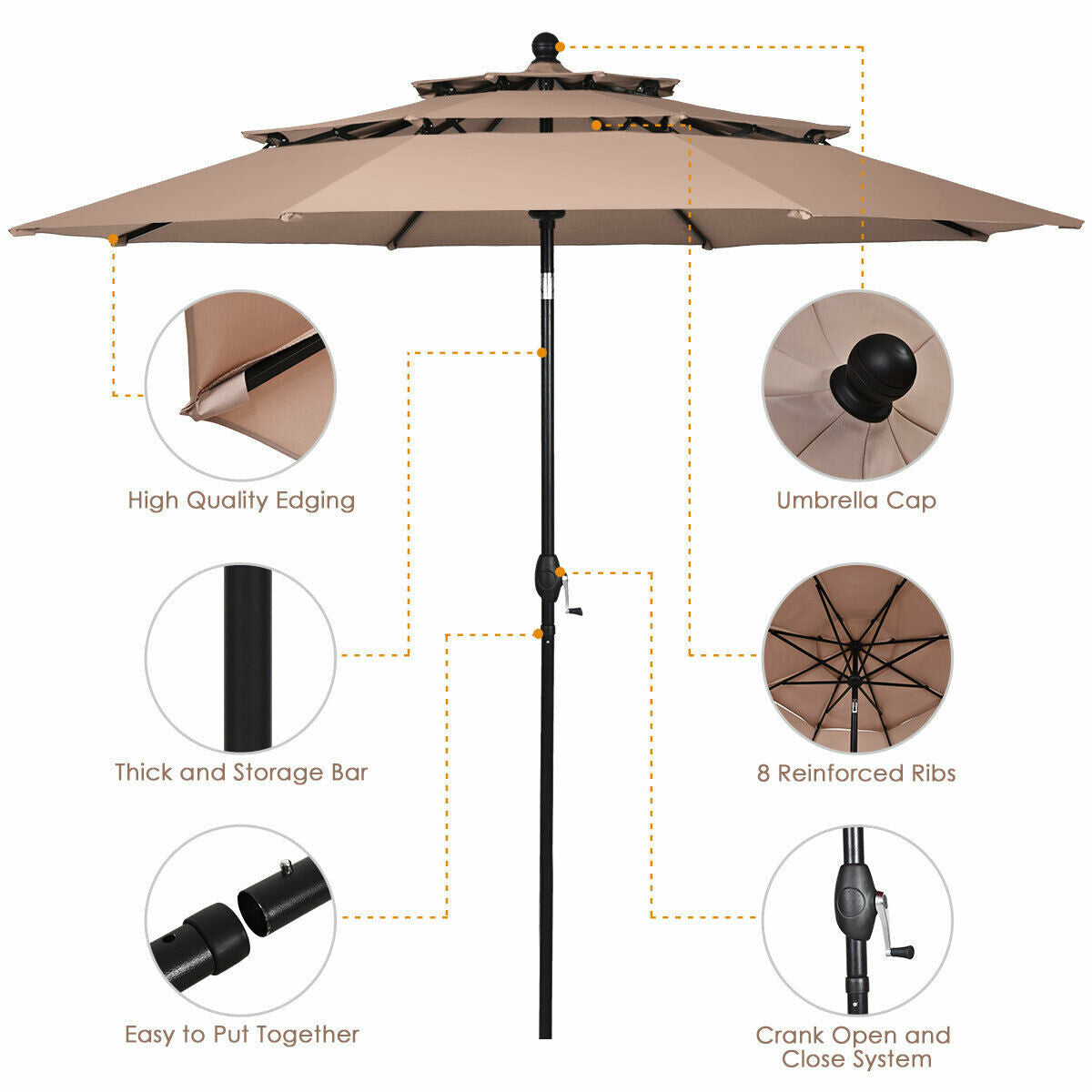 10' 3 Tier Patio Umbrella - Stylish Sunshade and Shelter