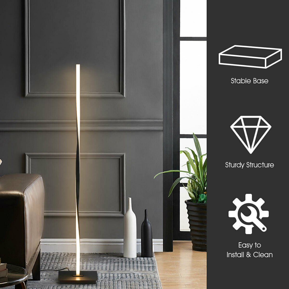 48" Helix LED Floor Lamp Modern Standing Pole Light