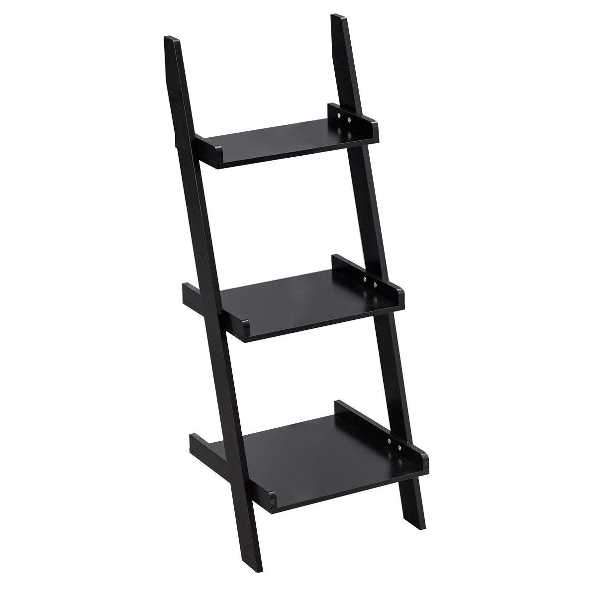 3 Tier Leaning Rack Wall Book Shelf Ladder