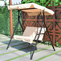 Thumbnail for Steel Frame Outdoor Loveseat Patio Canopy Swing with Cushion