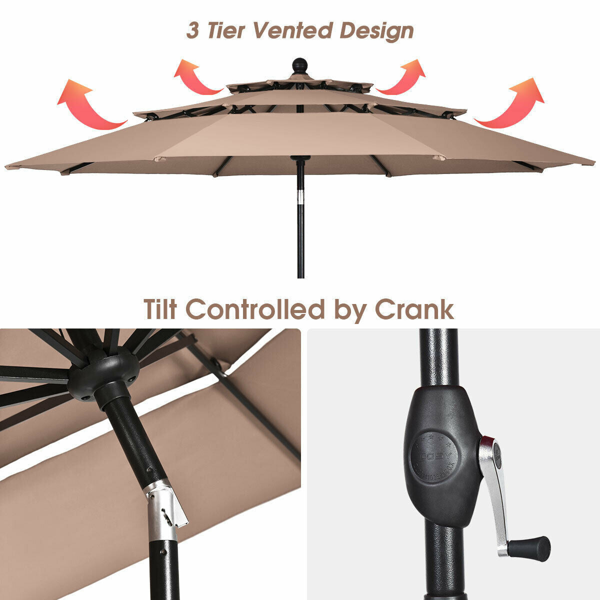 10' 3 Tier Patio Umbrella - Stylish Sunshade and Shelter