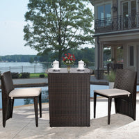 Thumbnail for 3 Pcs Wicker Patio Cushioned Outdoor Chair and Table Set