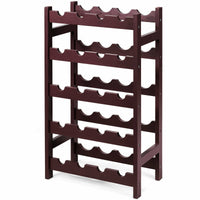 Thumbnail for Wood Wine Rack 5-Tier Bottle Display Storage Shelf Free Standing
