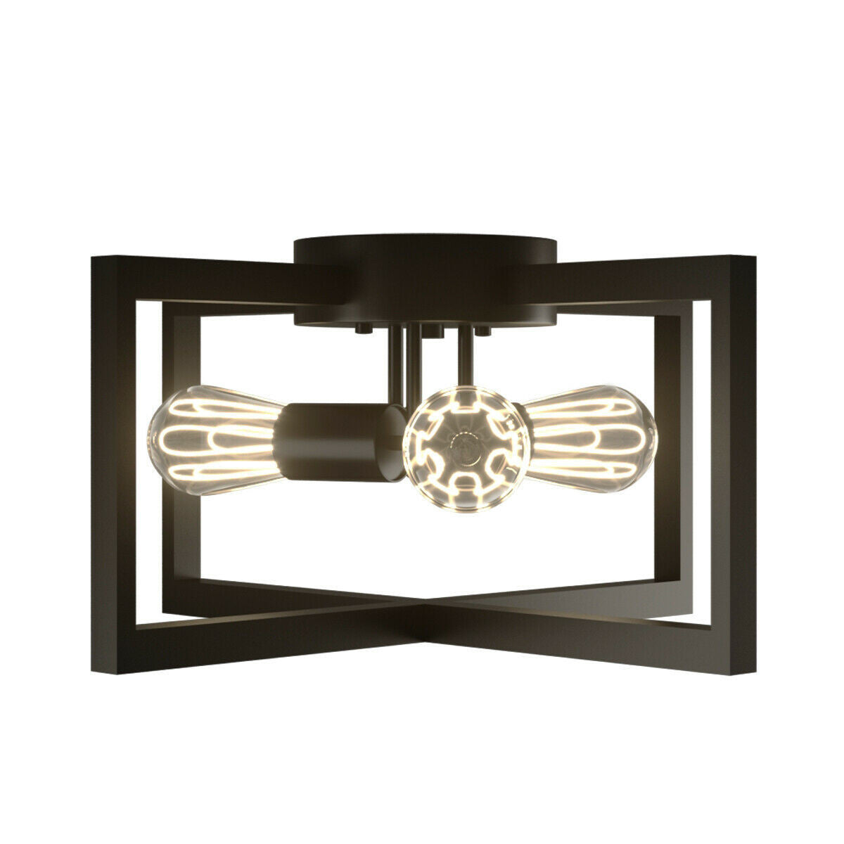 Flush Mount Geometric Metal 3-Lights Ceiling Lamp