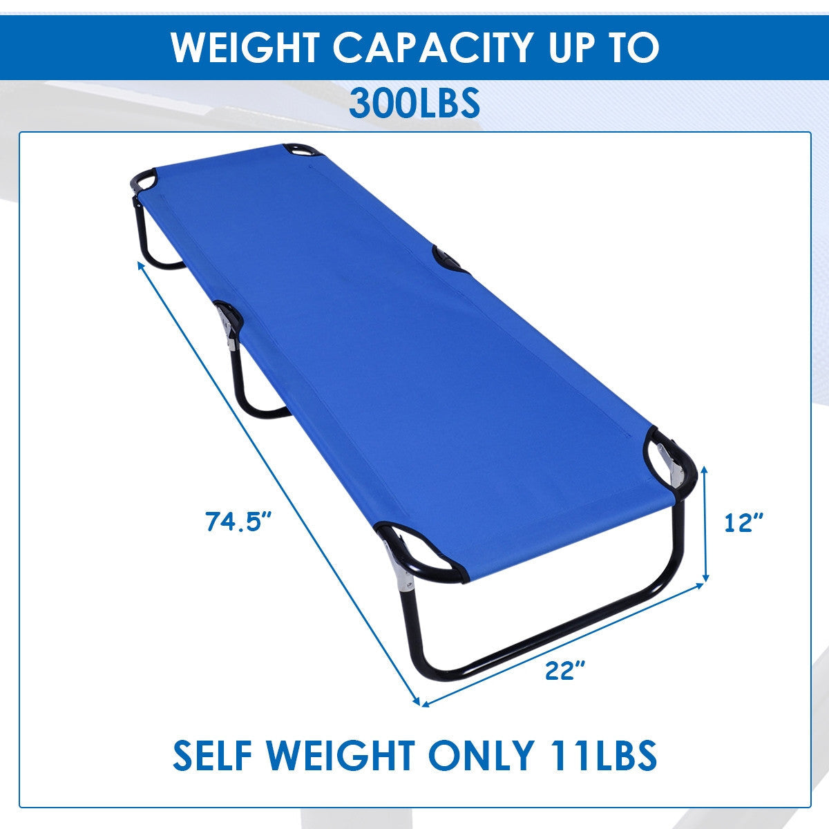 Outdoor Portable Blue Folding Camping Bed