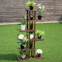 Thumbnail for 6 Tier Garden Wooden Shelf Storage Plant Rack Stand