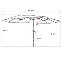 Thumbnail for 15' Twin Patio Umbrella Double-Sided Outdoor Market Umbrella