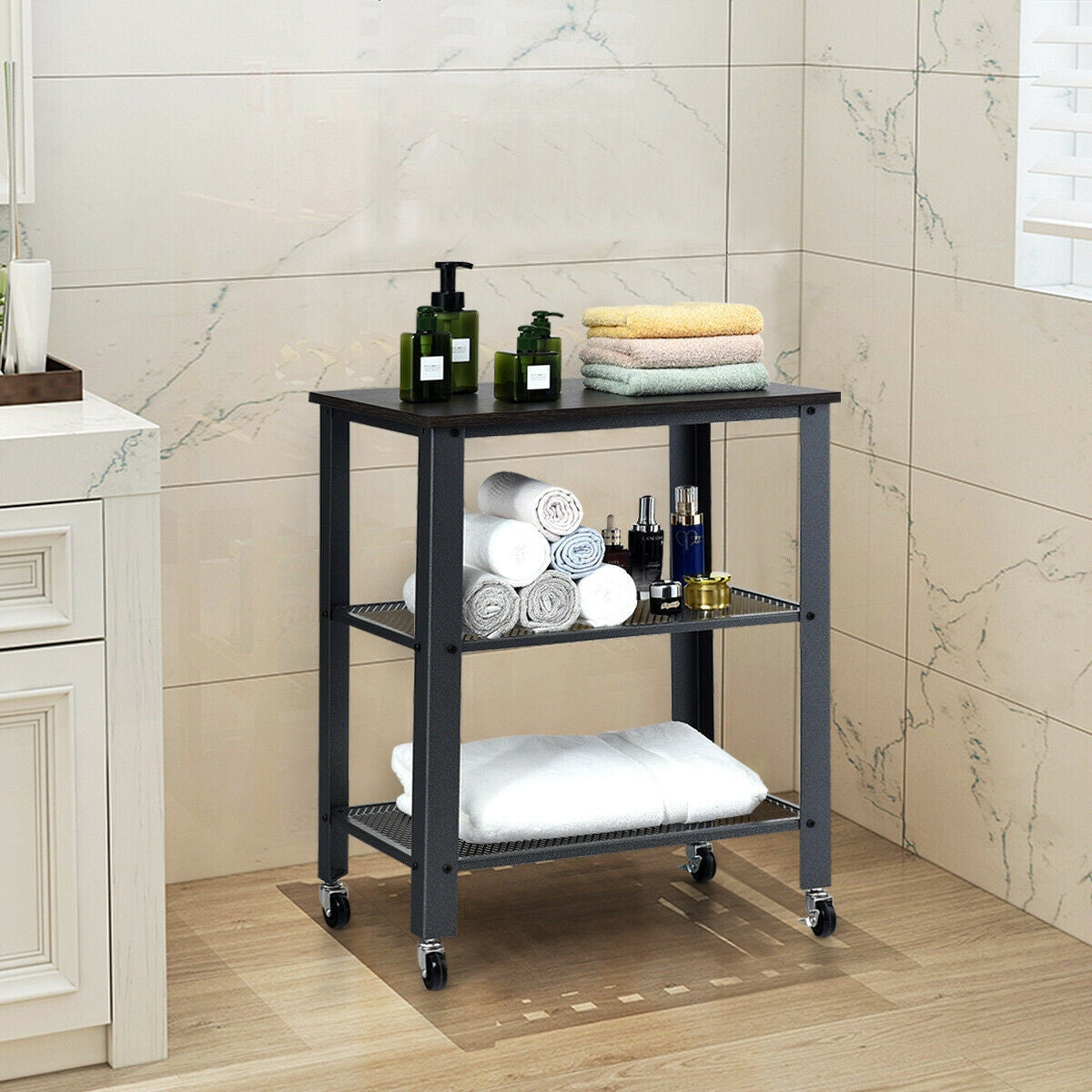 3-Tier Kitchen Utility Industrial Cart with Storage