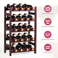 Thumbnail for Wood Wine Rack 5-Tier Bottle Display Storage Shelf Free Standing