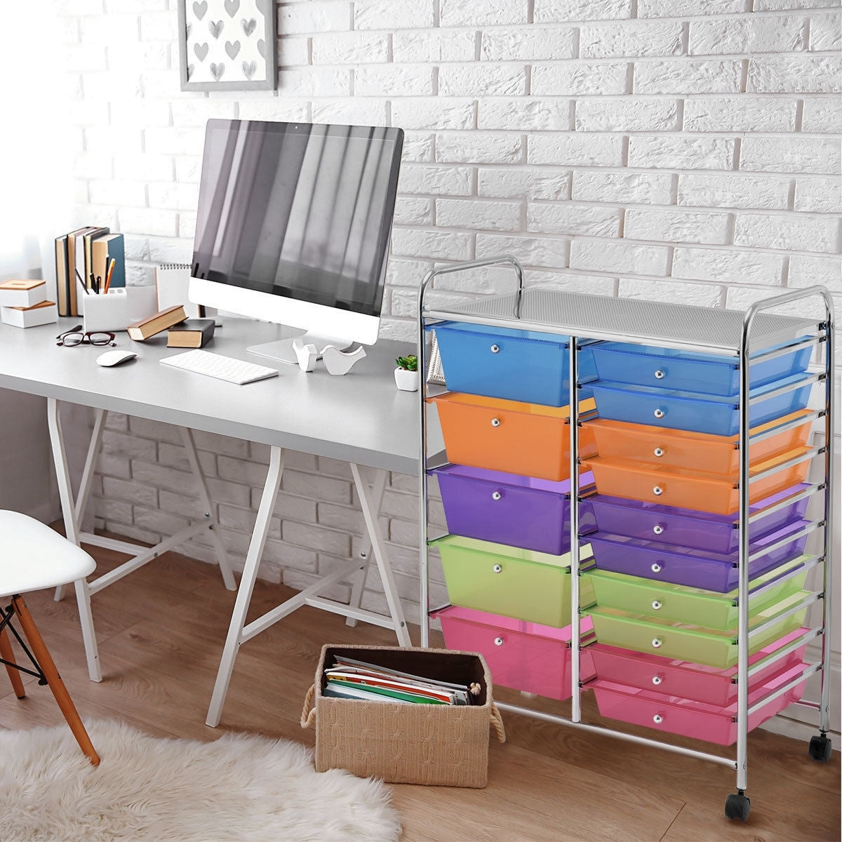 15-Drawer Utility Rolling Organizer Cart Multi-Use Storage