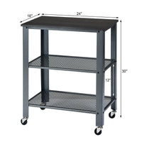 Thumbnail for 3-Tier Kitchen Utility Industrial Cart with Storage