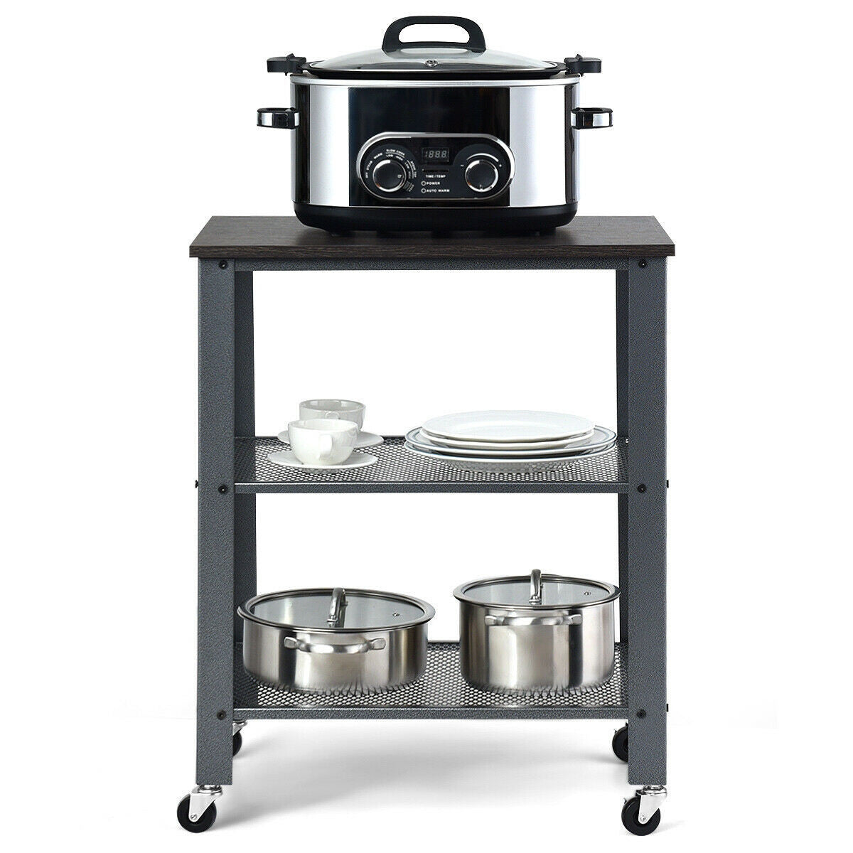 3-Tier Kitchen Utility Industrial Cart with Storage