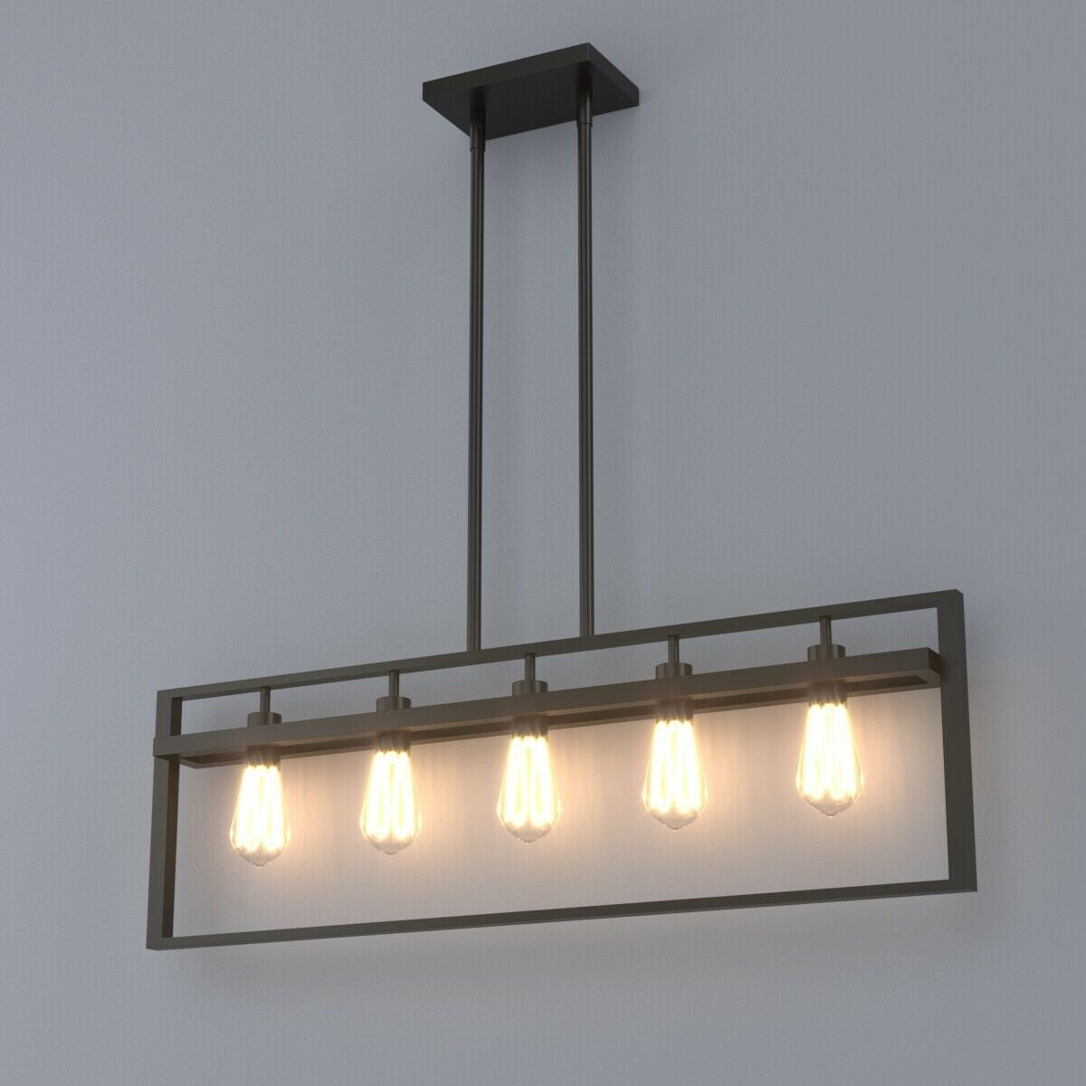 5-Lights Pendant Lamp with Iron Square Lamp Shade