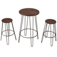 Thumbnail for 3 Pcs Wood Round Bar Table Bistro Stool Set