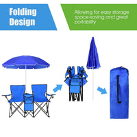 Thumbnail for Portable Folding Picnic Double Chair with Umbrella