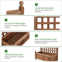 Thumbnail for Solid Wood Planter Box with Trellis Weather-resistant Outdoor