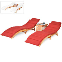 Thumbnail for 3PCS Wooden Folding Patio Lounge Chair Table Set