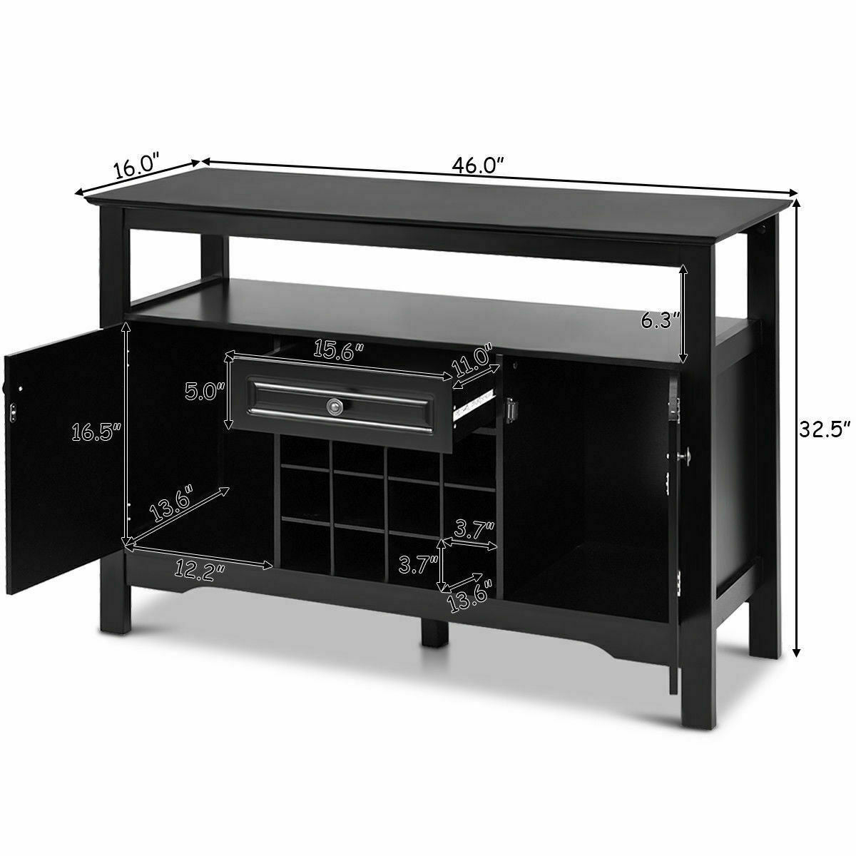Elegant Classical Multifunctional Wooden Wine Cabinet Table